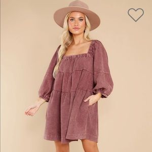 NWT Tiered Corduroy Mauve Dress